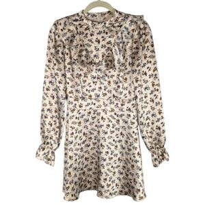 Laura Ashley Urban Outfitters Floral Long Sleeve Ruffled Mini Dress Petite Small